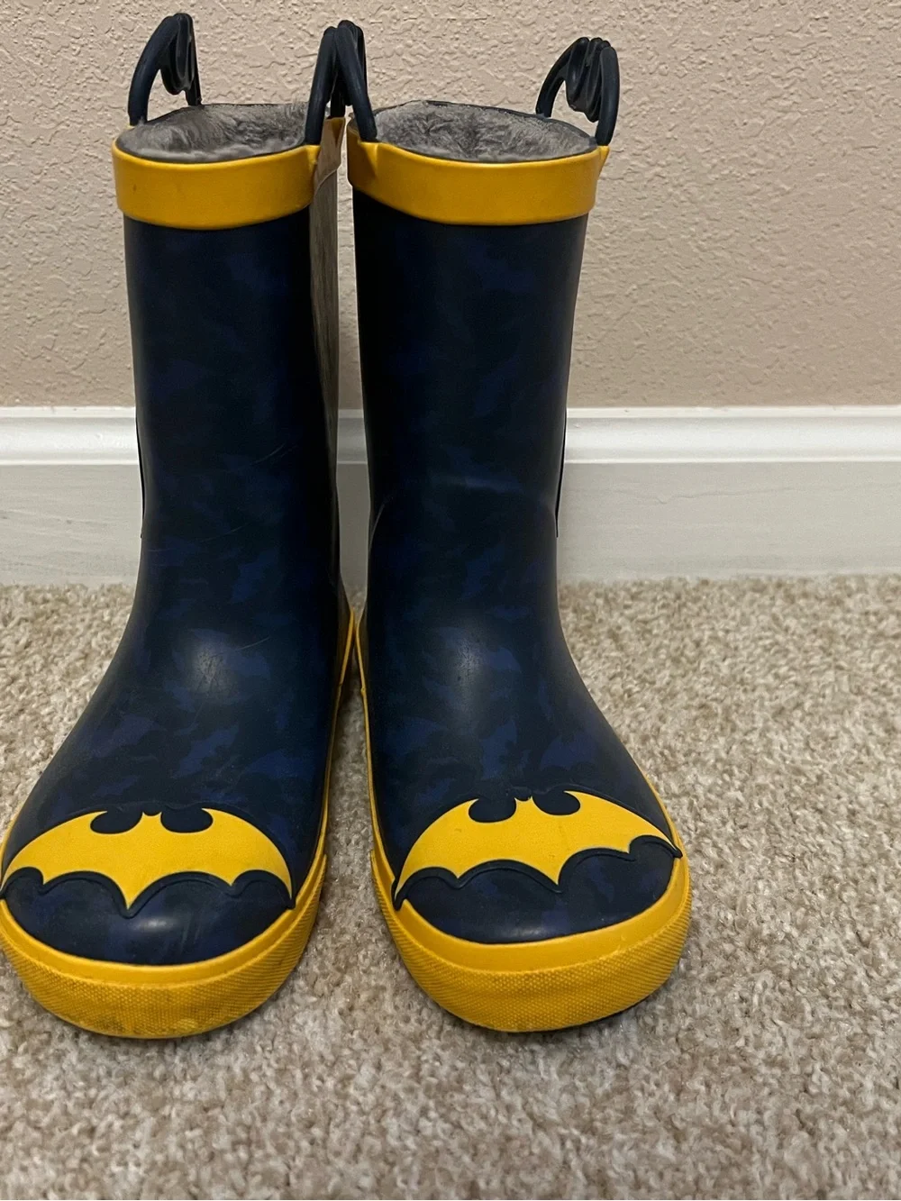Western Chief Kids Batman Navy and Yellow Rain Boots